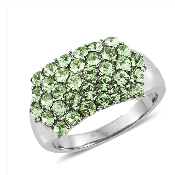 Stainless Steel Ring w/ SWAROVSKI Peridot - Picture 2 of 5
